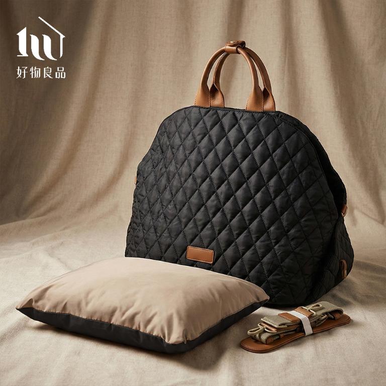 日本高質感菱格紋寵物外出包 車載安全座椅 旅行移動狗窩