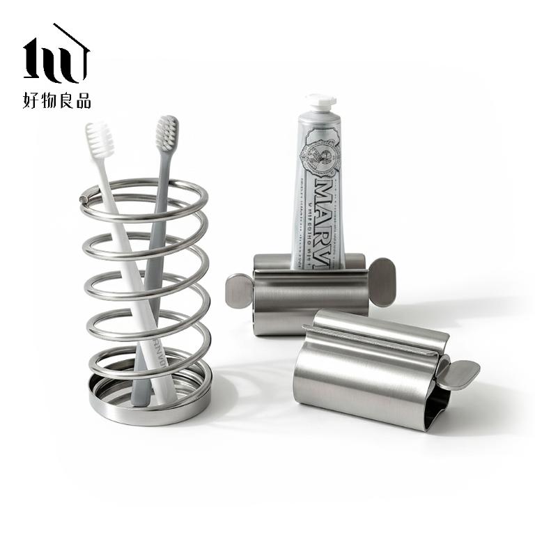 銀色系質感生活不鏽鋼化妝盥洗用具收納三件套組