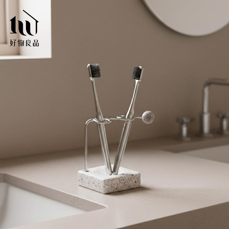 不銹鋼牙刷收納架花崗岩底座