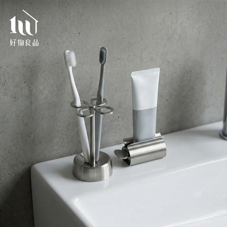 銀色系質感生活不鏽鋼化妝盥洗用具收納三件套組