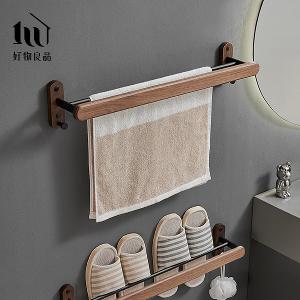 浴室防水防鏽原木單層毛巾掛架