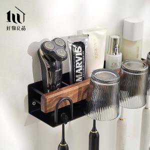 浴室防水防鏽原木牙刷漱口杯置物掛架