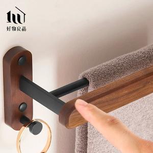 浴室防水防鏽原木單層毛巾掛架