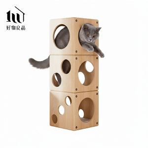 日本單元式設計實木寵物貓隧道貓迷宮置物箱