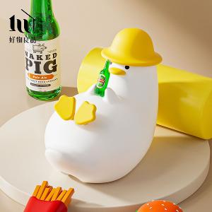 韓國啤酒鴨玩偶｜矽膠充電小夜燈&times;智能開關手機支架