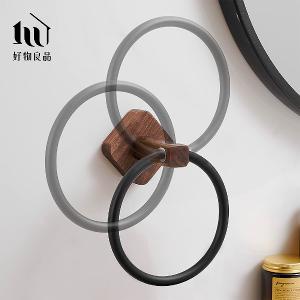 免釘胡桃木鋁合金多功能毛巾置物架