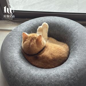 日本高品質加厚不織布圓形貓床貓隧道