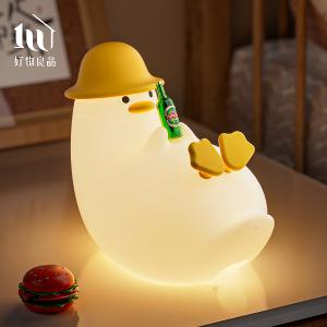 韓國啤酒鴨玩偶｜矽膠充電小夜燈&times;智能開關手機支架