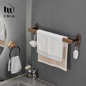 浴室防水防鏽原木單層毛巾掛架