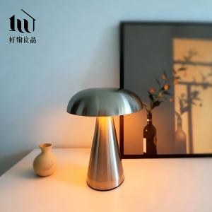 二入組_丹麥設計LED觸控調光裝飾夜燈臥室睡眠燈蘑菇檯燈｜三段調光無線USB充電