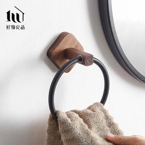 免釘胡桃木鋁合金多功能毛巾置物架