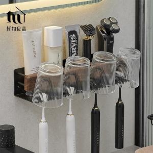 浴室防水防鏽原木牙刷漱口杯置物掛架