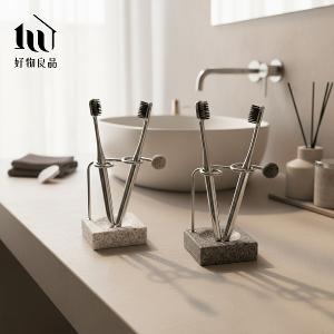 不銹鋼牙刷收納架花崗岩底座