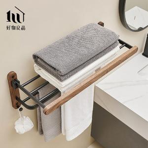 浴室防水防鏽原木收納雙層毛巾掛架