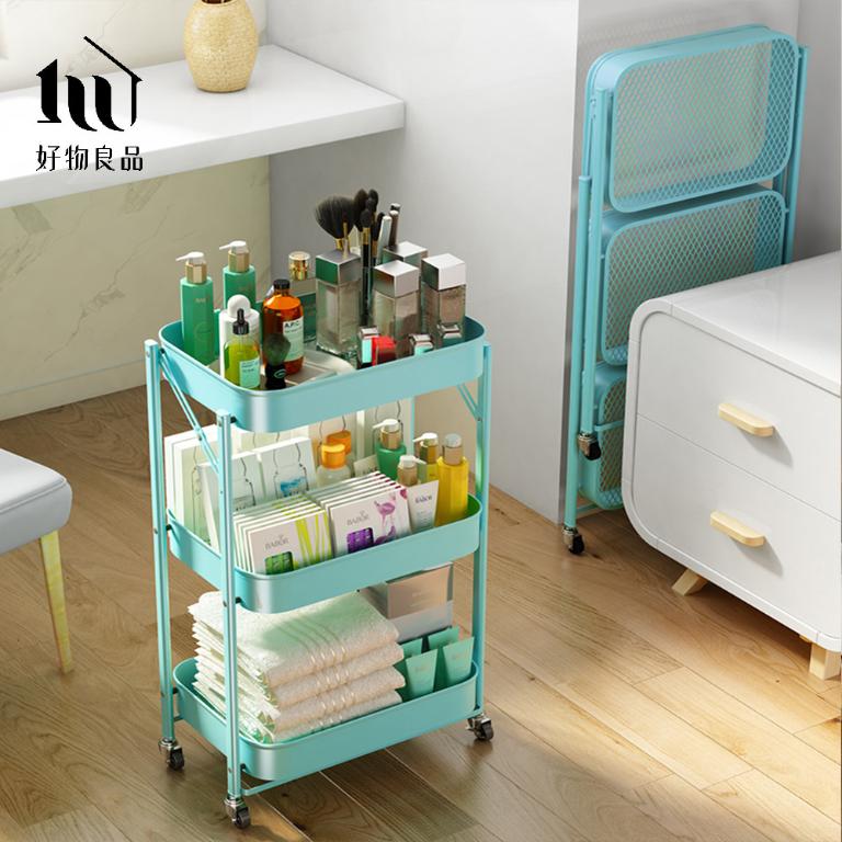 可煞車萬向輪折疊收納置物三層推車