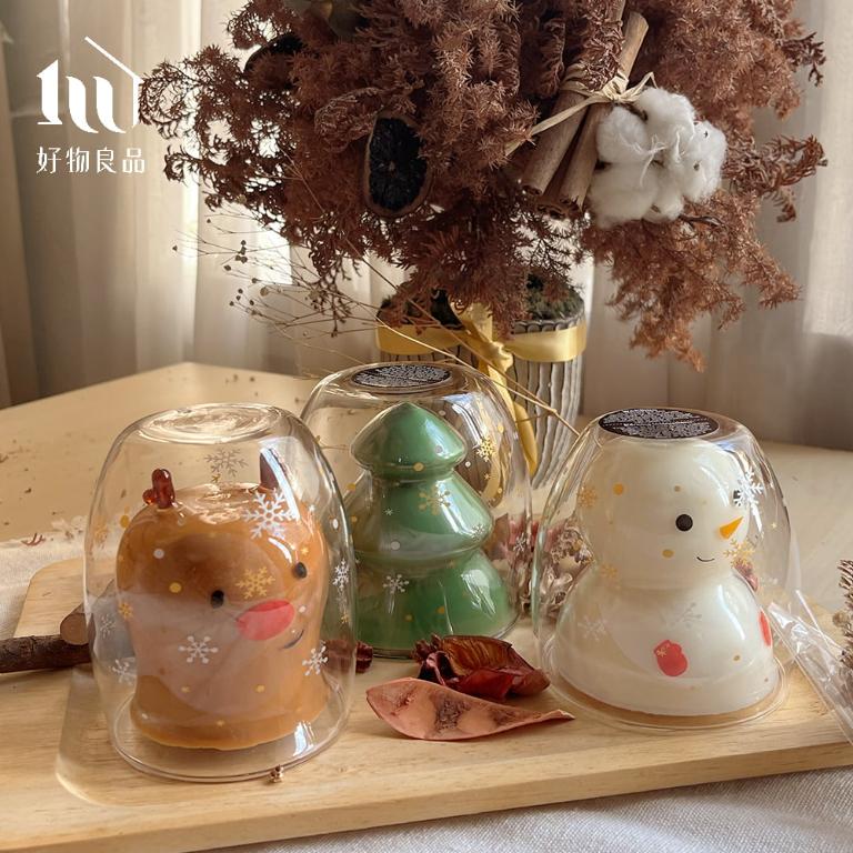 嚴選美國天然大豆蠟與英國認證進口聖誕香氛造型卡通蠟燭-聖誕系列｜耐熱高硼玻璃杯