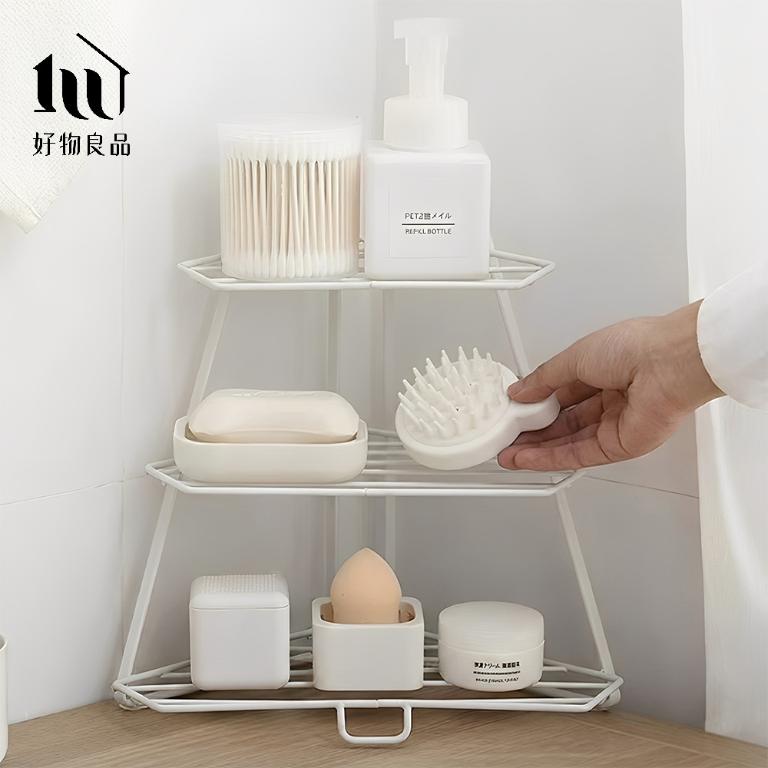 居家收納極簡多用途角落金屬三層轉角置物架