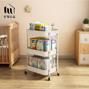 可煞車萬向輪折疊收納置物三層推車