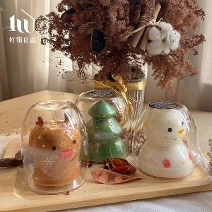 嚴選美國天然大豆蠟與英國認證進口聖誕香氛造型卡通蠟燭-聖誕系列｜耐熱高硼玻璃杯