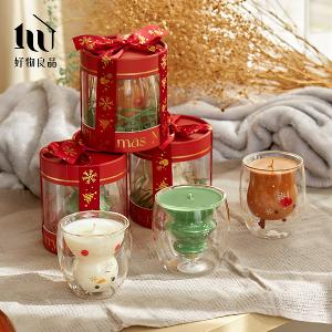 嚴選美國天然大豆蠟與英國認證進口聖誕香氛造型卡通蠟燭-聖誕系列｜耐熱高硼玻璃杯