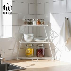 居家收納極簡多用途角落金屬三層轉角置物架