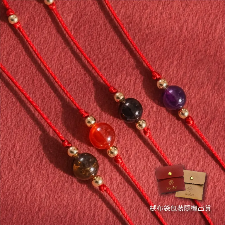 Youfiel 巴西純手工無限結水晶紅繩