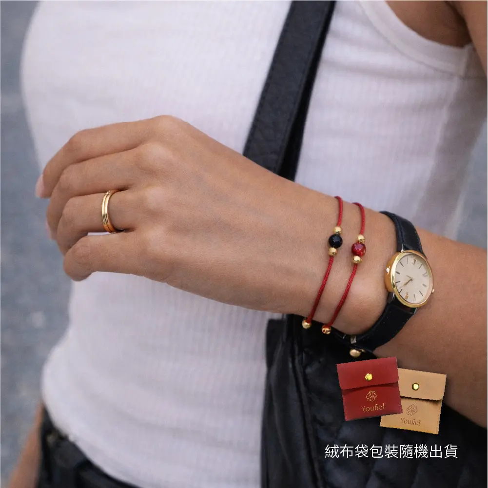 Youfiel 巴西純手工無限結水晶紅繩