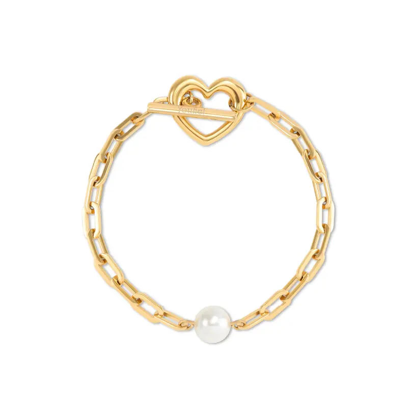Aurora Heartfiel 珍珠愛心鏈條手鍊