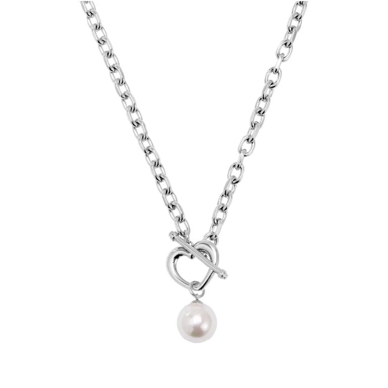 Heartfiel Solo 愛心OT扣珍珠項鍊 銀