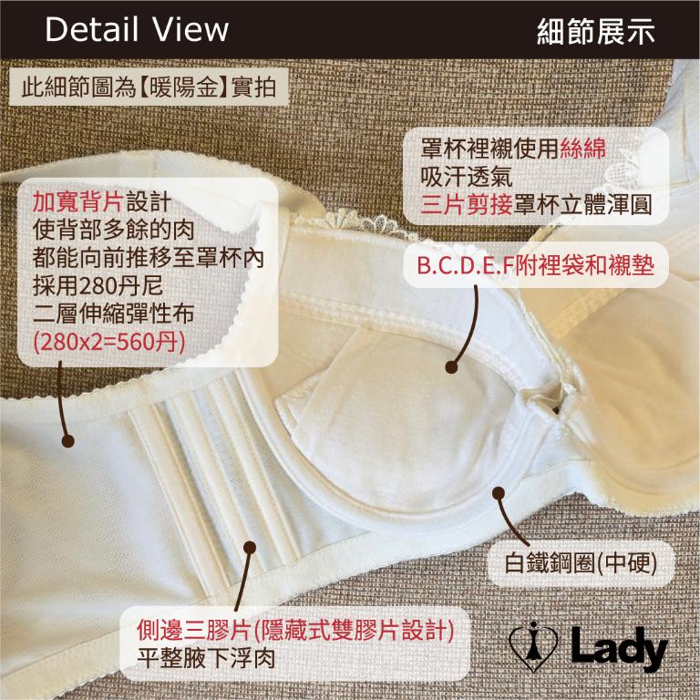 Lady 向暖敘情系列 B-G罩 機能 調整型 內衣 (暖陽金)