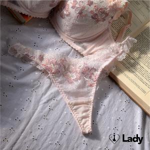 Lady 曉露凝光系列 刺繡 蕾絲 低腰 丁字褲 (霓光粉)
