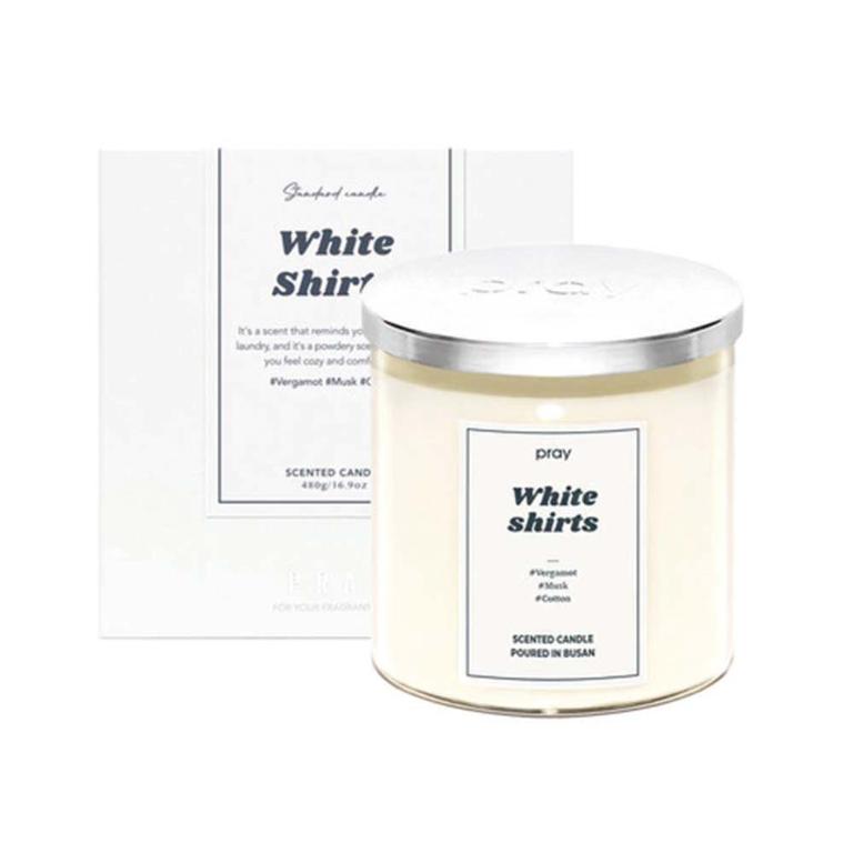 韓國PRAY 經典天然香氣蠟燭-純白棉花