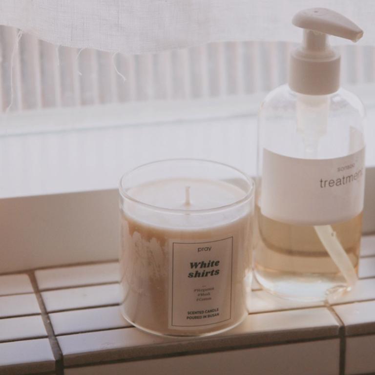 韓國PRAY 經典天然香氣蠟燭-純白棉花