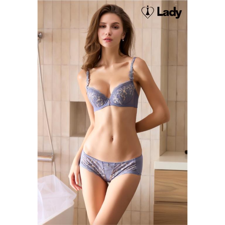 Lady 馥朵晨香系列 刺繡 蕾絲 低腰 平口褲 (馥香紫)
