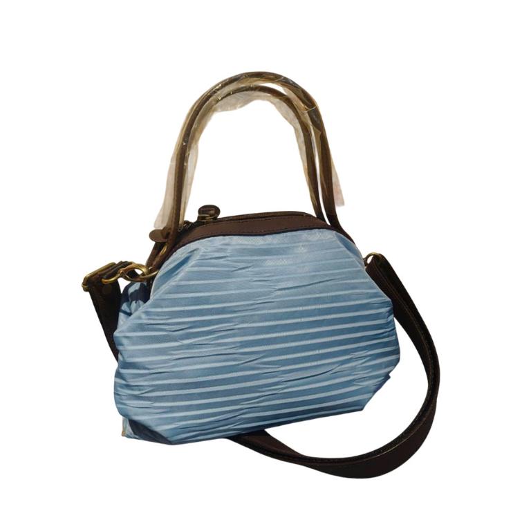 POPCORNGREEN摺疊旅行袋組(波浪皺褶系列天空藍)折疊旅行袋+糖果包