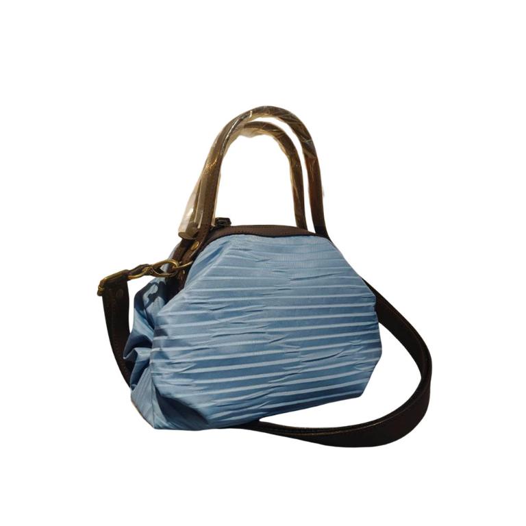 POPCORNGREEN摺疊旅行袋組(波浪皺褶系列天空藍)折疊旅行袋+糖果包