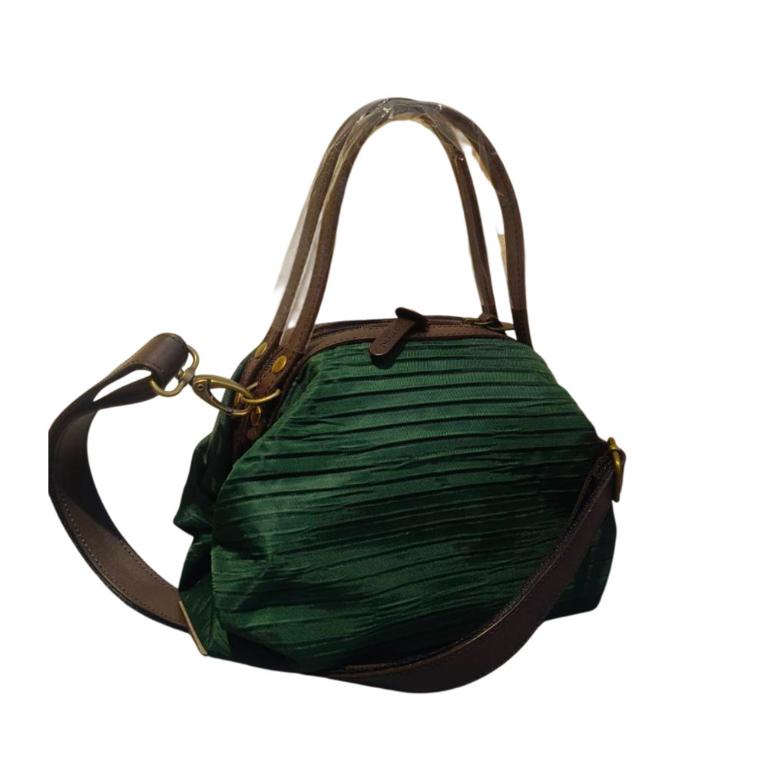 POPCORNGREEN TRAVELBAG(旅行袋)組 波浪皺褶系列/翠墨綠-旅行袋(L)+糖果包(S)