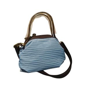 POPCORNGREEN摺疊旅行袋組(波浪皺褶系列天空藍)折疊旅行袋+糖果包