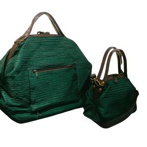 POPCORNGREEN TRAVELBAG(旅行袋)組 波浪皺褶系列/翠墨綠-旅行袋(L)+糖果包(S)