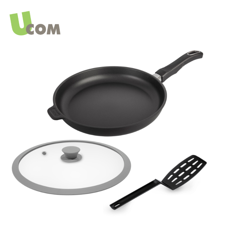 丹麥黑魔法晶鑽導磁單柄不沾早餐鍋28cm(含矽膠玻璃蓋)+瑞士平煎鏟不沾有縫 #GS-17128+28SG+2160