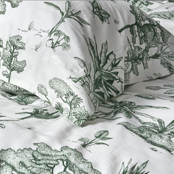 線上特賣｜【寬庭】葡萄牙原裝長纖棉印花寢飾｜綠蔭叢林 加大