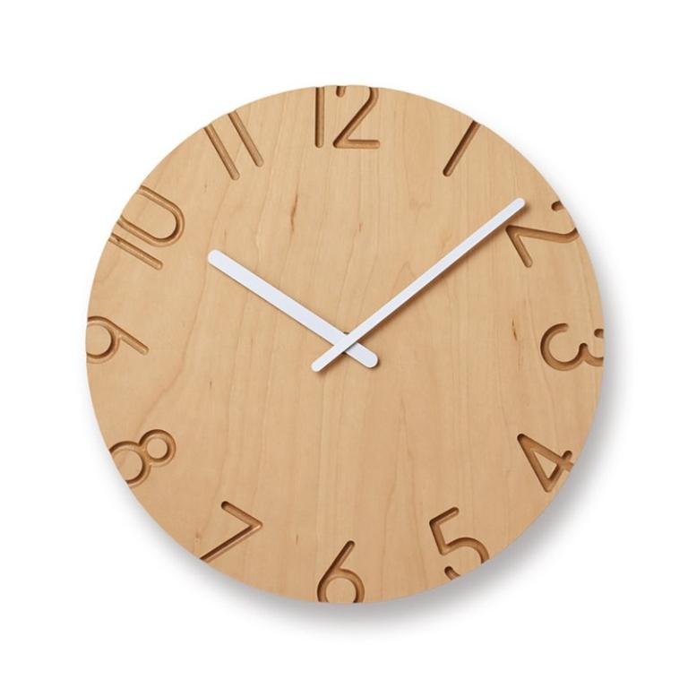 日本 Lemnos Carved Birch 大 樺木時鐘