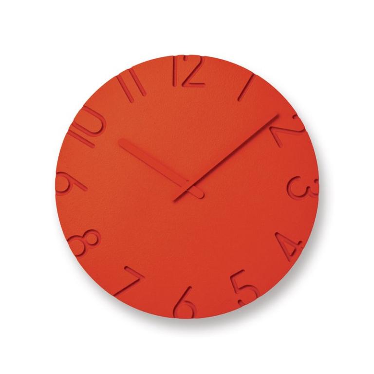 日本 Lemnos Carved Color 大 時鐘 - 紅