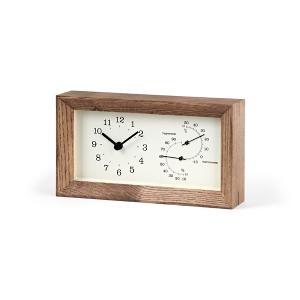 日本 Lemnos Frame 溫度濕度桌鐘 - 咖啡