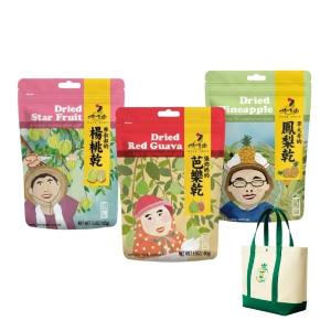 果乾帆布禮袋 紅心芭樂乾/鳳梨乾/楊桃乾 6包組