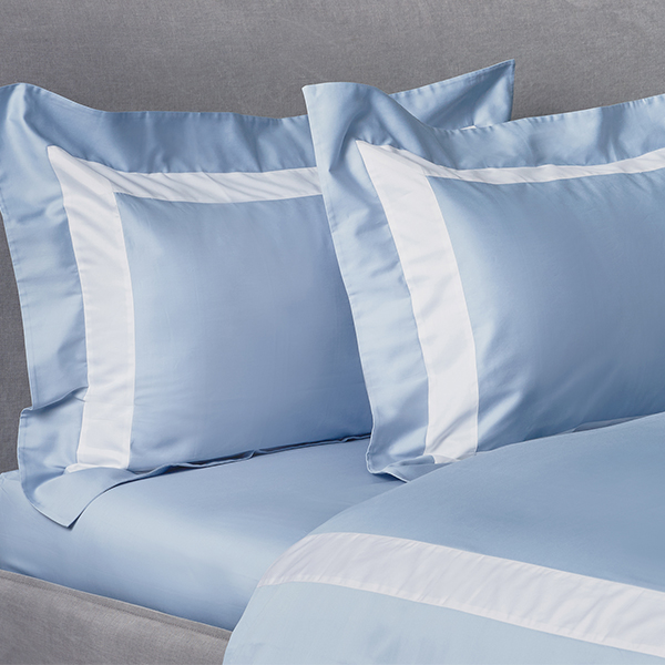 線上特賣｜【寬庭】義大利雲柔棉 | 一生鍾愛 牛津藍+白框 | 簡約寢飾-四件組(雙人)