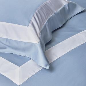 線上特賣|【寬庭】義大利雲柔棉 | 一生鍾愛 牛津藍+白框 | 簡約寢飾-四件組(雙人)