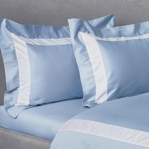 線上特賣|【寬庭】義大利雲柔棉 | 一生鍾愛 牛津藍+白框 | 簡約寢飾-四件組(雙人)