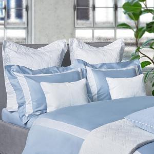 線上特賣｜【寬庭】義大利雲柔棉 | 一生鍾愛 牛津藍+白框 | 簡約寢飾-四件組(加大)