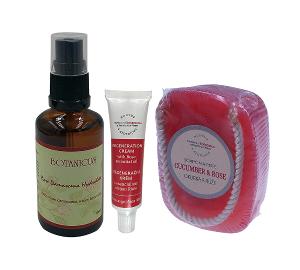 菠丹妮 玫瑰系列組(醒膚露50ml+修復霜25g+手工皂190g)